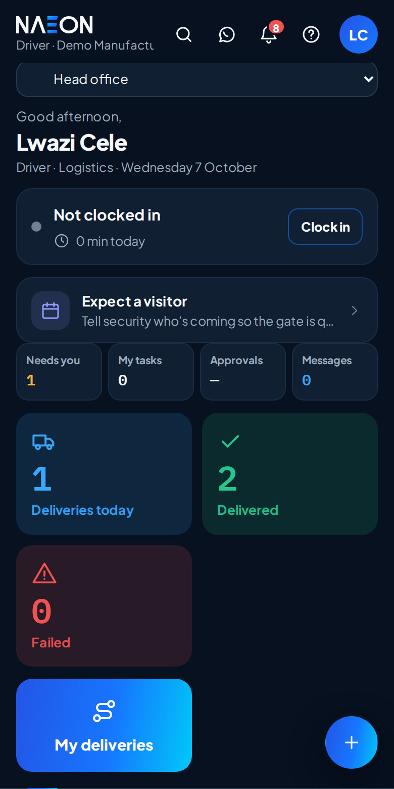 Proof of delivery on a driver's phone